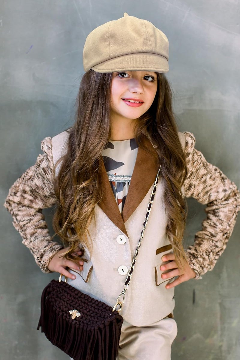 Jastore Kids Boys Girls Newsboy Caps Wool Flat Beret Cabbie Hat for Toddler - Image 5
